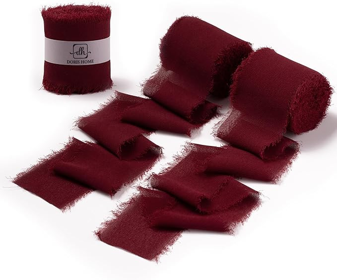 DORIS HOME Burgundy Chiffon Ribbon for Flower Bouquet, 2" x21Yd Fabric Ribbon for Gift Wrapping, ... | Amazon (US)
