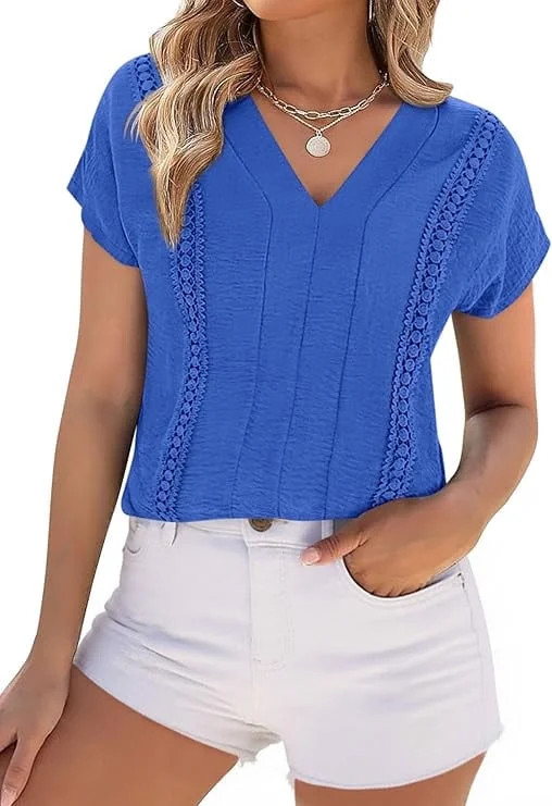 PRETTYGARDEN Spring Tops for Women Summer Fashion Clothes Dressy Casual Blouses Cap Sleeve V Neck... | Walmart (US)