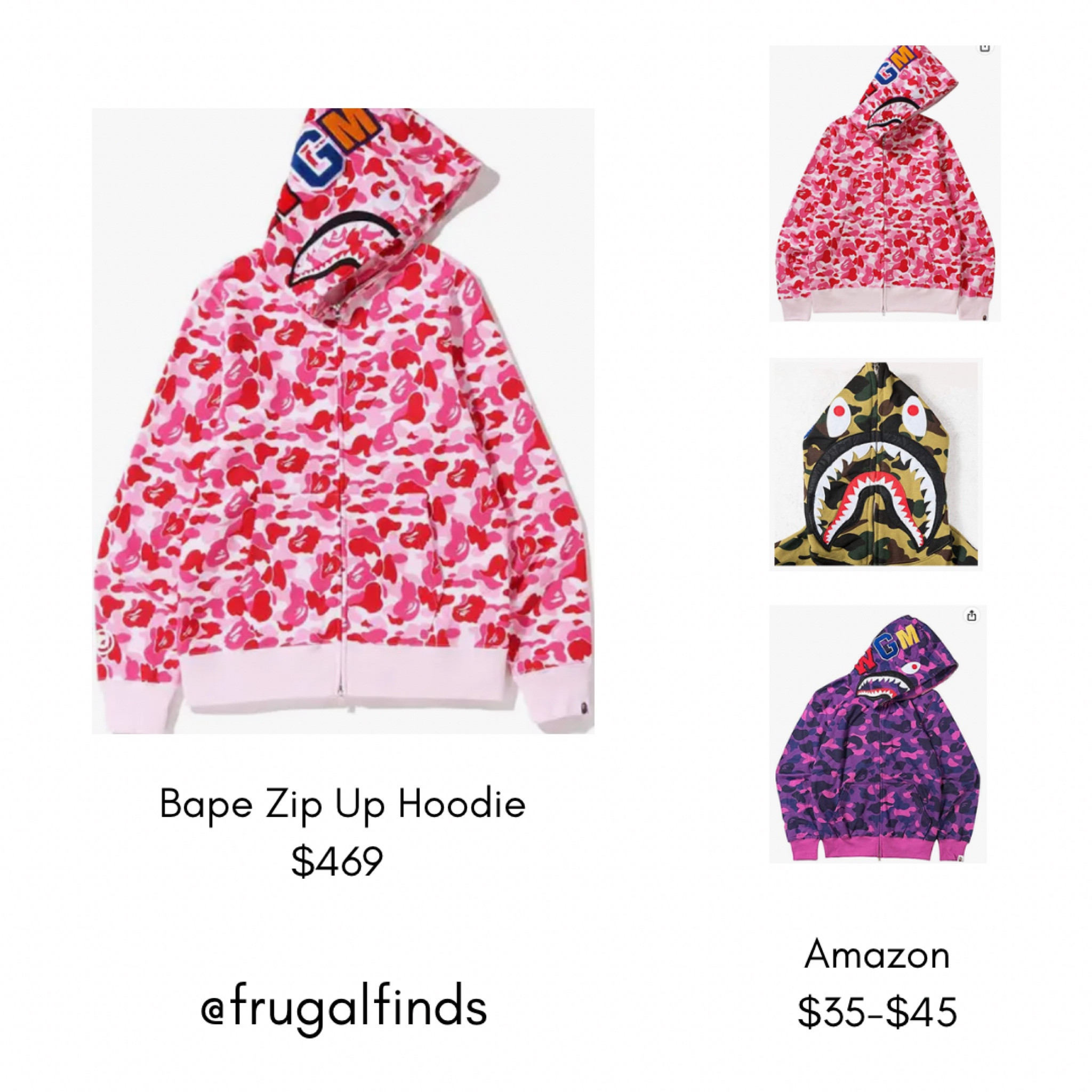 Pink bape hoodie discount amazon