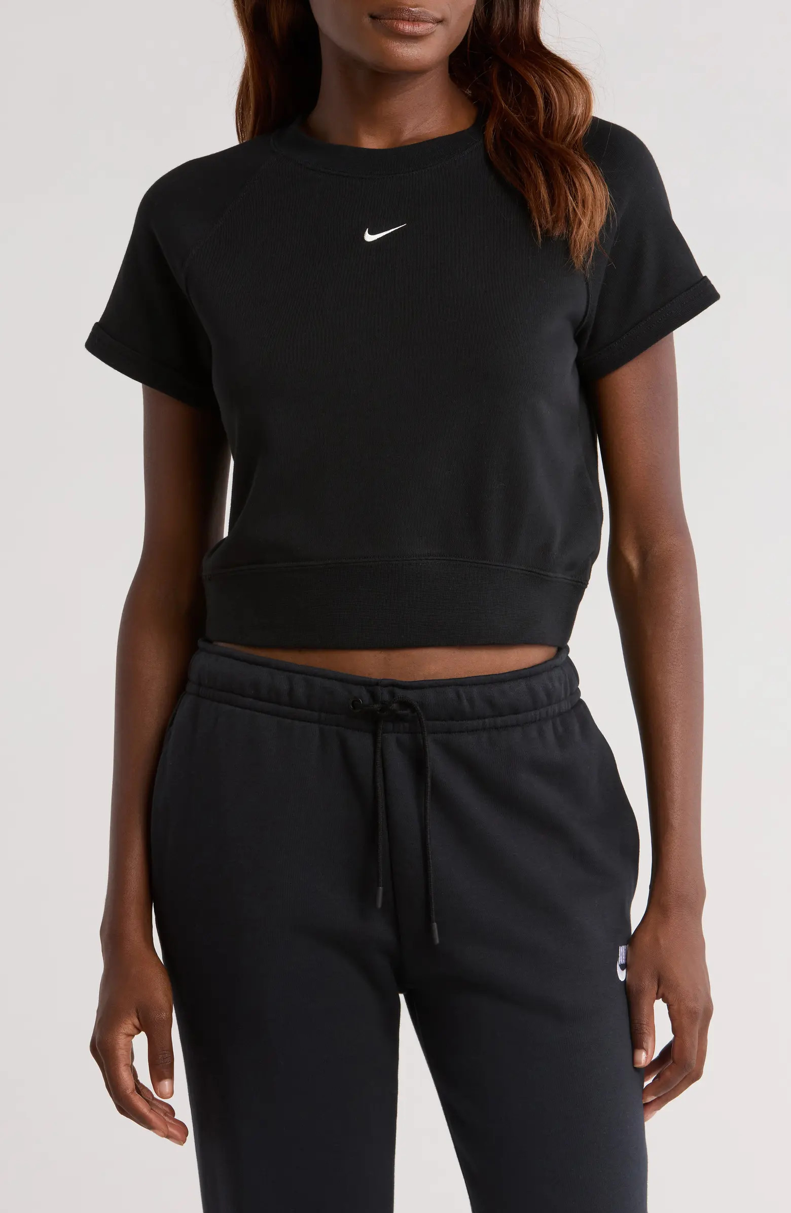 Sportswear Chill Crop Cotton Blend French Terry Top | Nordstrom