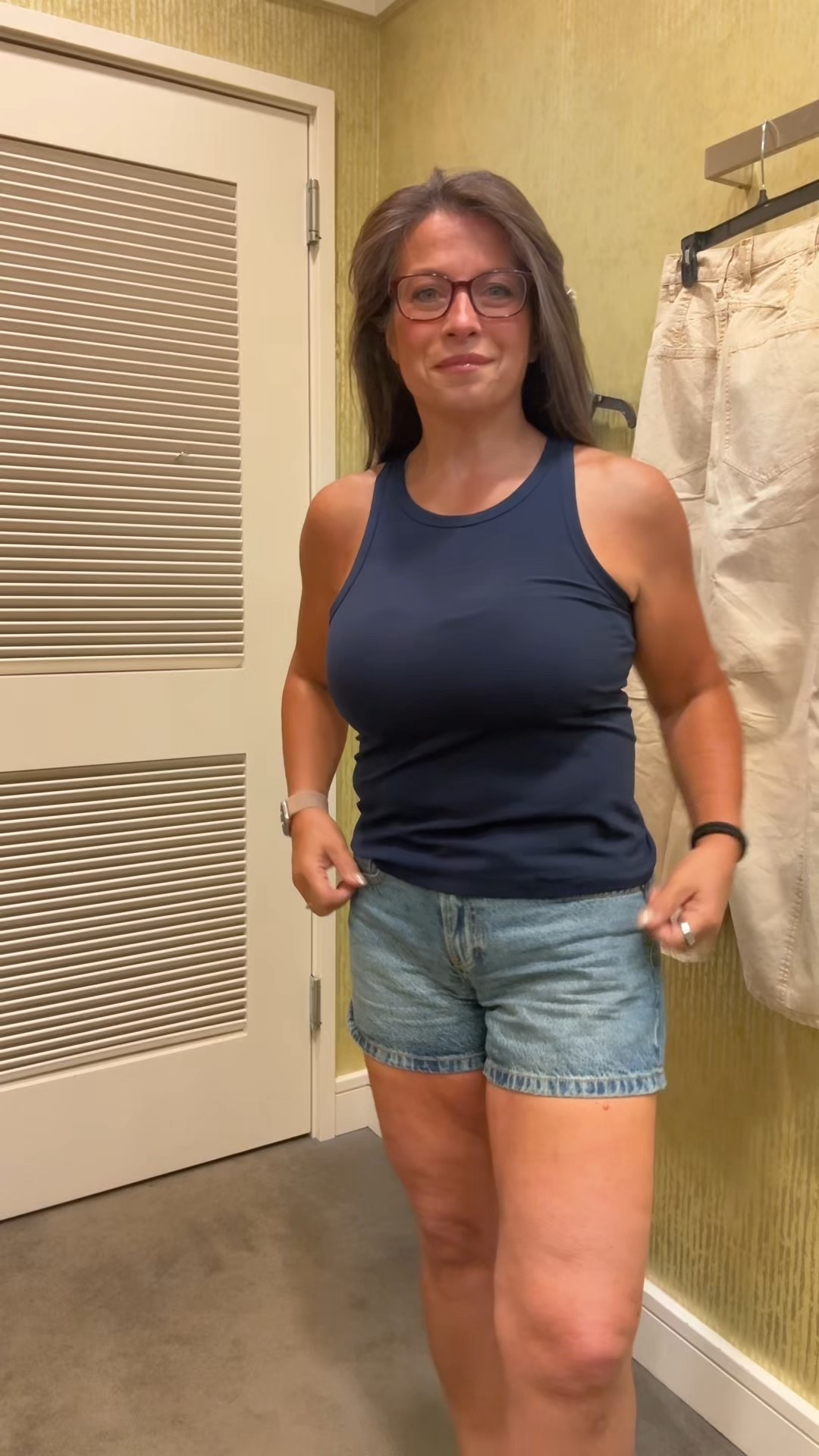 Happy Thursday!!  Quick OOTD while out shopping! 🤣🤣 I have this tank (10) in 8 different colors, it is the perfect fit for my body, shorts (26) are mid rise 5 in looser fit.  

#LTKOver40