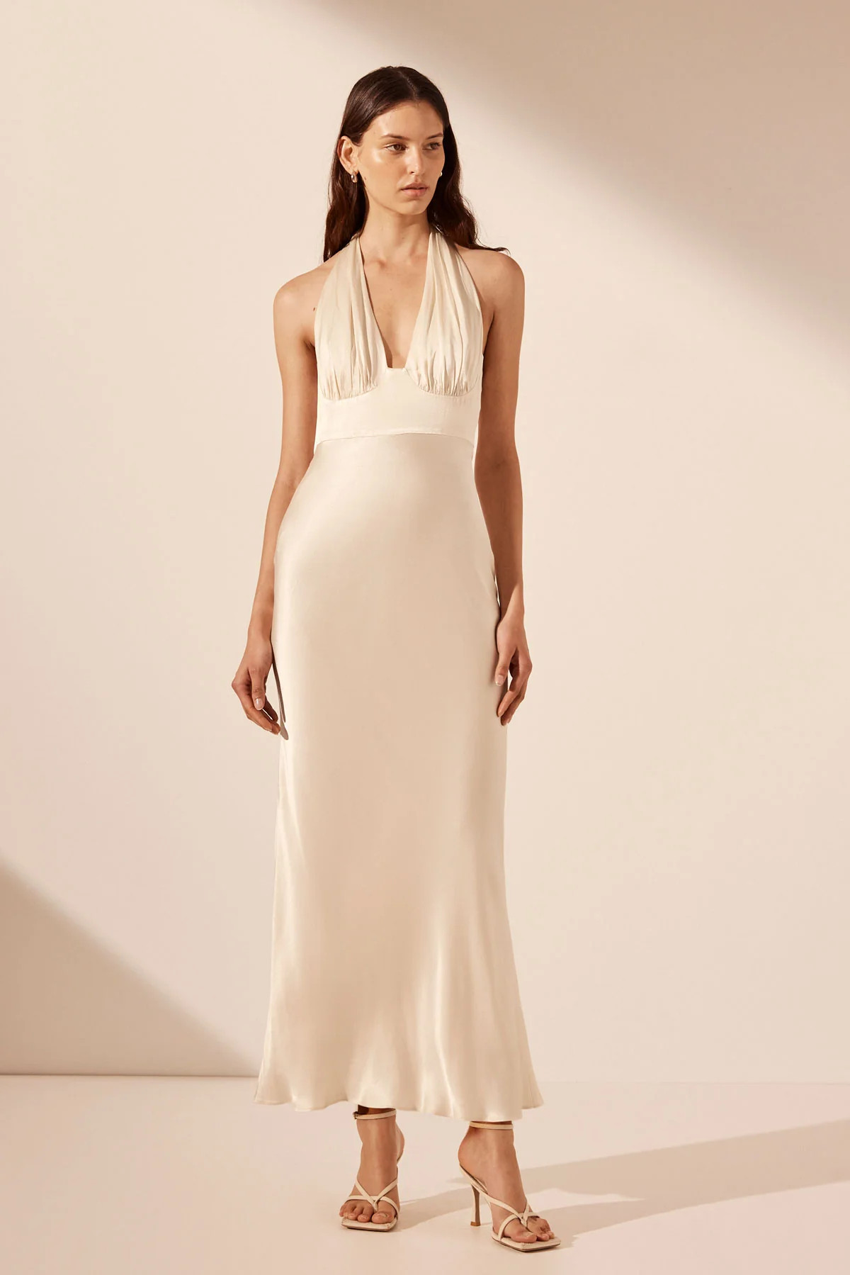 La Lune Plunged Halter Midi Dress | Cream | Dresses | Shona Joy | Shona Joy