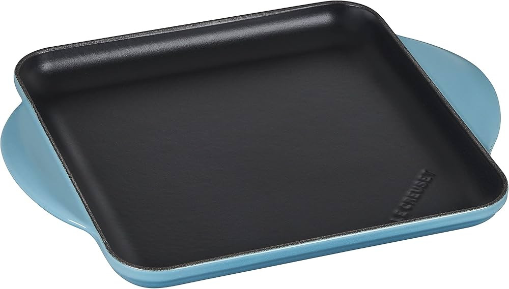Le Creuset Enamaled Cast Iron Square Griddle, 9.5", Caribbean | Amazon (US)