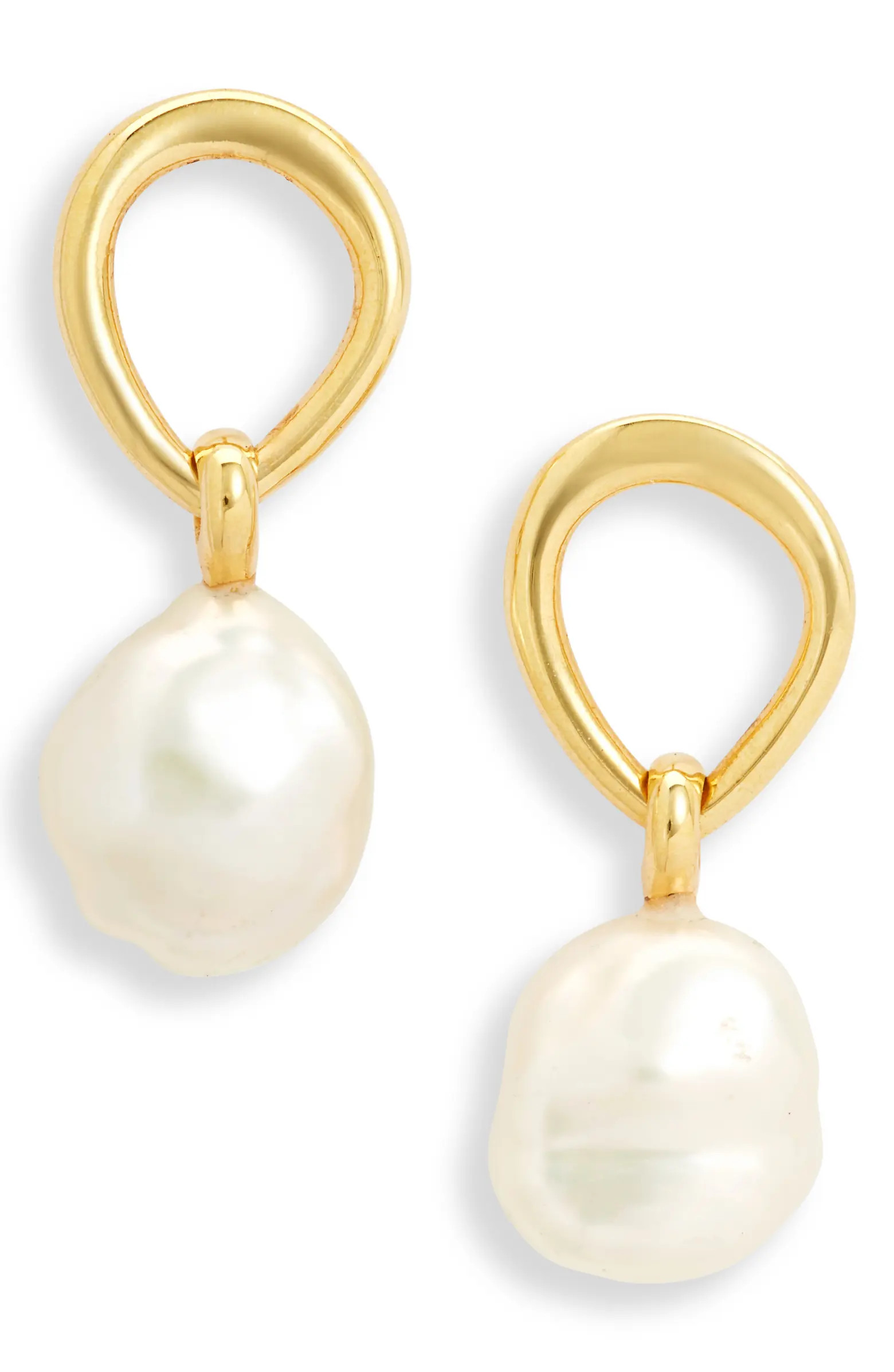 Nura Freshwater Pearl Drop Frontal Hoop Earrings | Nordstrom