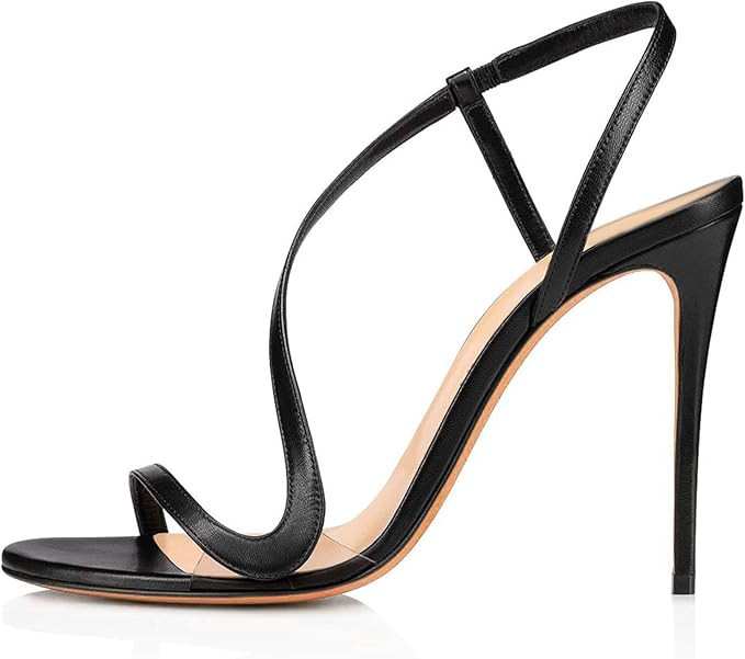 Women's High Heels Sandals, 11cm Stilettos Dress Shoes Thin Strap Hollow Large Size Open Toes Pum... | Amazon (US)