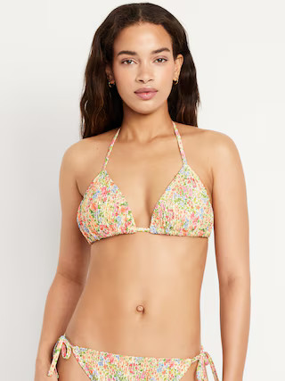 Textured Triangle String Bikini Swim Top | Old Navy (US)
