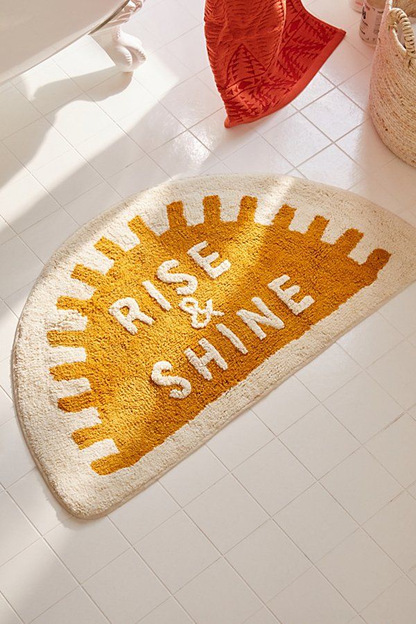 Rise And Shine Bath Mat - Yellow at Urban Outfitters | Urban Outfitters (US and RoW)