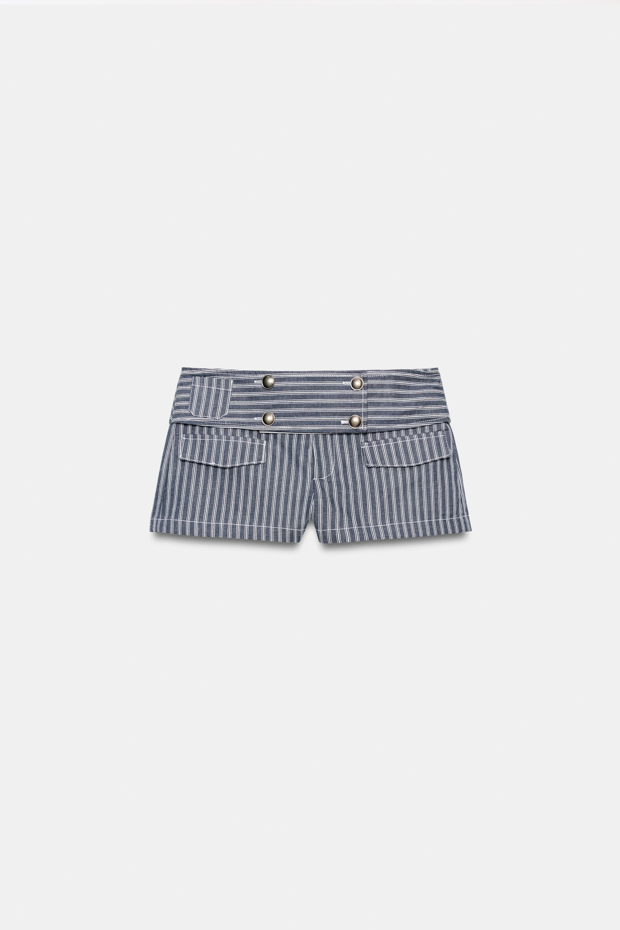 STRIPED BUTTON MINI SHORTS | Zara US