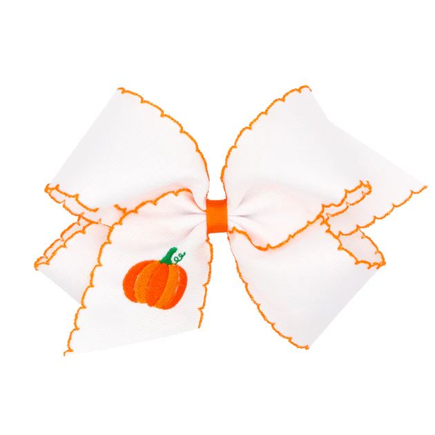 Pumpkin Embroidered Moonstitch Bow | Classic Whimsy