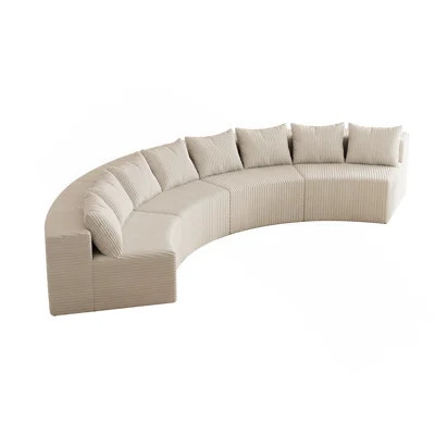Corduroy curved sectional Sofa with 8 pillows,Curved Symmetrical Modular Semi Circular Sofa Sectional for bedroom,living room,office for leisure or na | Wayfair North America