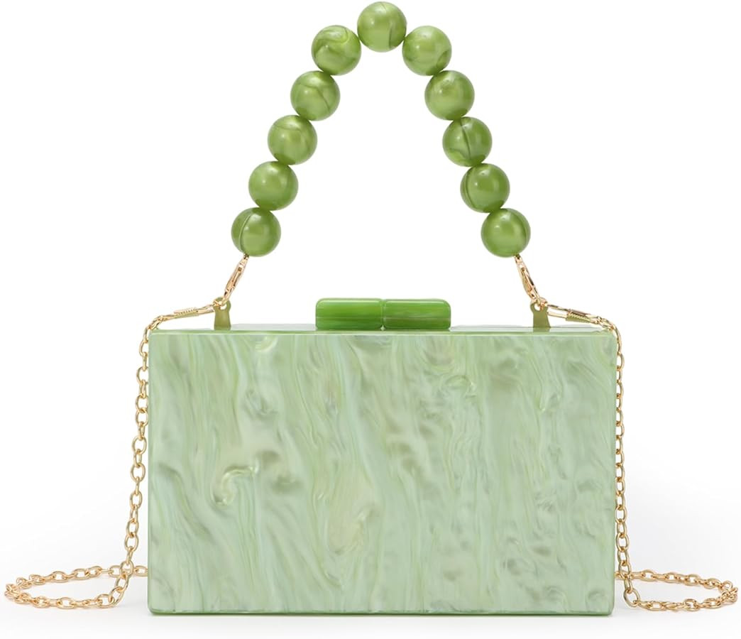 Fecialy Women Acrylic Clutch Purse Beads Evening Handbag Marble Clutch Formal Party Bridal Weddin... | Amazon (US)