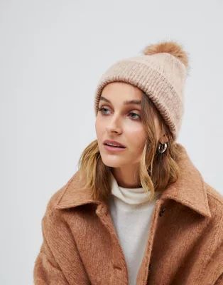 ASOS DESIGN fluffy beanie with faux fur pom | ASOS US