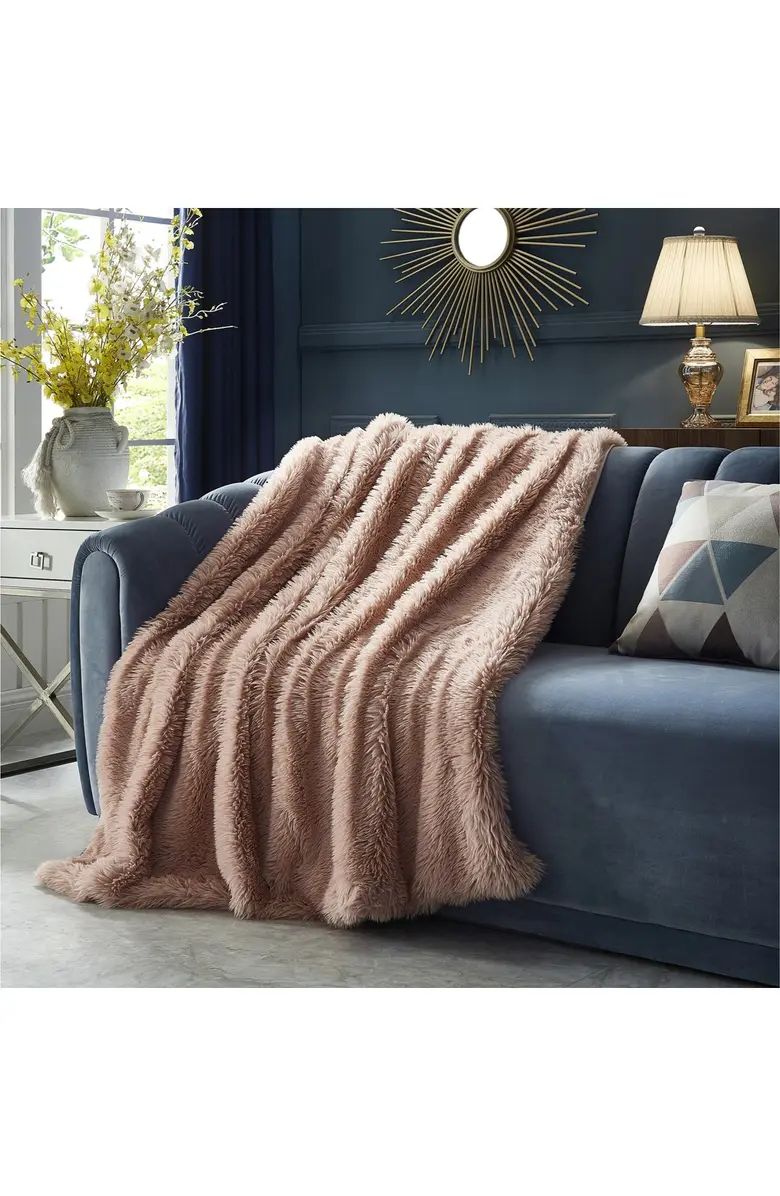 Cozy Tyme Towny Faux  Fur Throw 50" x 60" - Blush | Nordstrom Rack