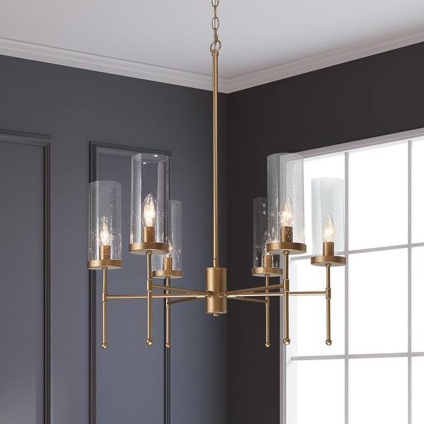 Modern Glam 6-light Chandelier Antique Gold Wagon Wheel Lighting Fixture - L23.2'' x W23.2'' x H1... | Bed Bath & Beyond