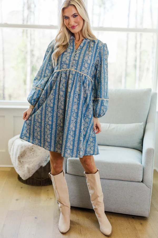 NURSING COLLECTION: Your Biggest Wish Blue Floral Dress | The Mint Julep Boutique