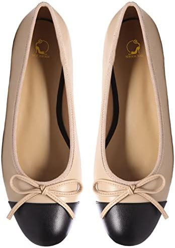 SHODENSE Women Cap Toe Bow Flats Two Tone Slip On Ballet Comfort Closed Round Toe Colorblock 1 In... | Amazon (US)
