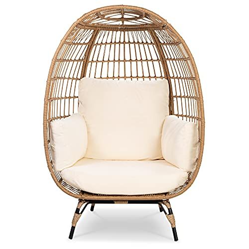 Best Choice Products Wicker Egg Chair, Oversized Indoor Outdoor Lounger for Patio, Backyard, Living  | Amazon (US)