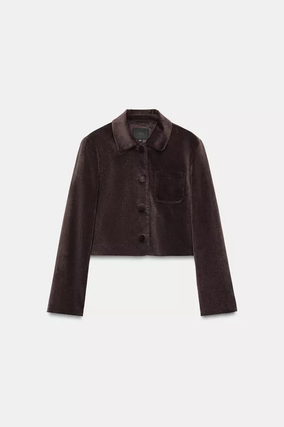 VELVET CROP BLAZER | Zara US