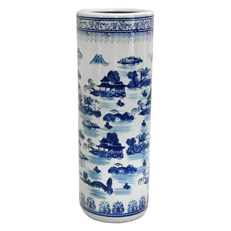 Red Lantern 24" Landscape Blue & White Porcelain Umbrella Stand | Walmart (US)