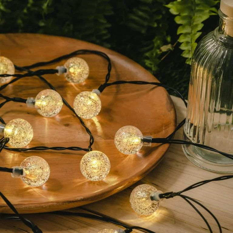 Mainstays 30ct Solar Garden Decorative Globe Bubble Warm White String Lights | Walmart (US)