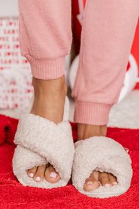 Staying In Beige Teddy Slippers DOORBUSTER | Pink Lily