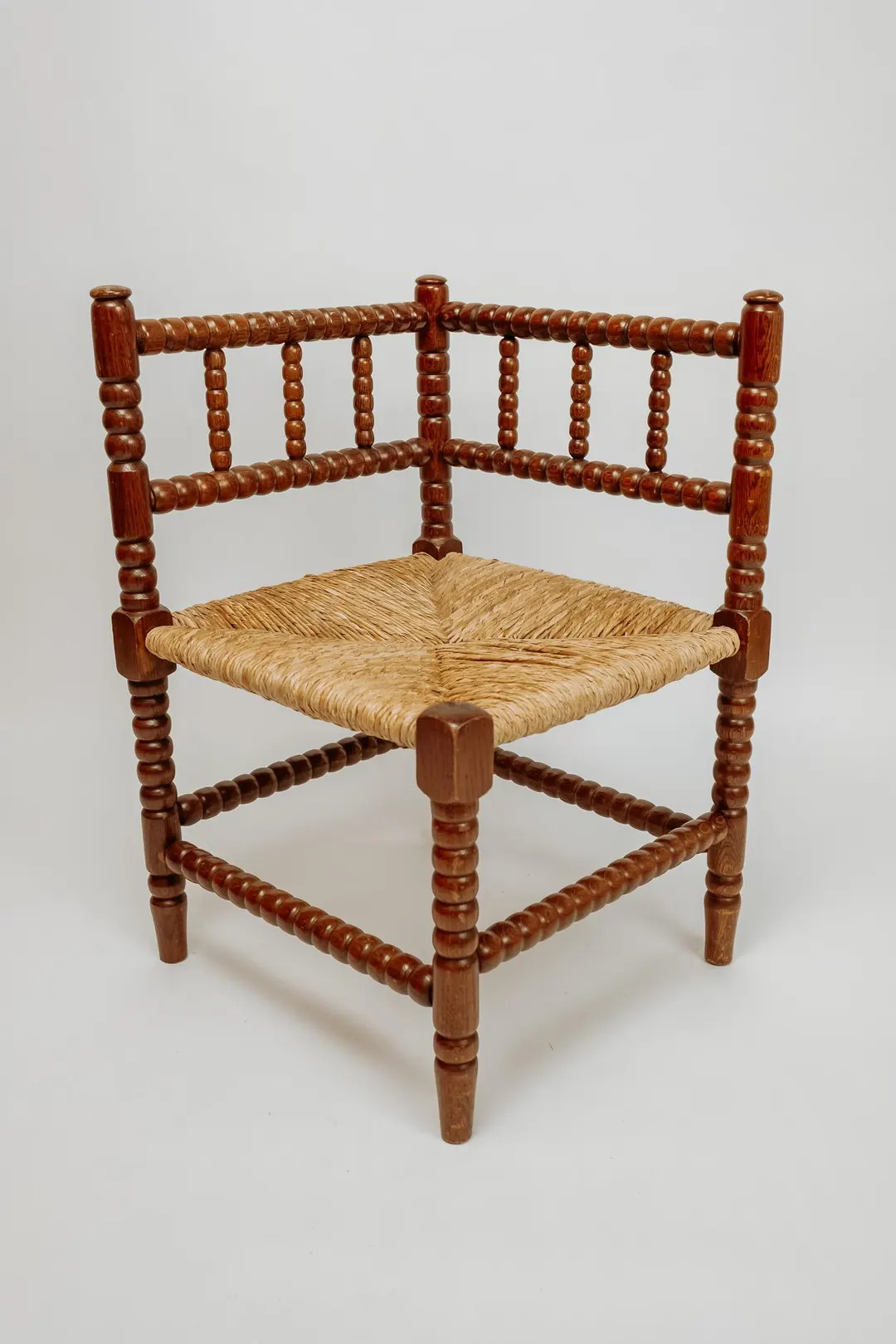 Vintage Bobbin Corner Chair | Antique Wooden Corner Chair with Rush Seat | Cottage / Farmhouse Ch... | Etsy (US)