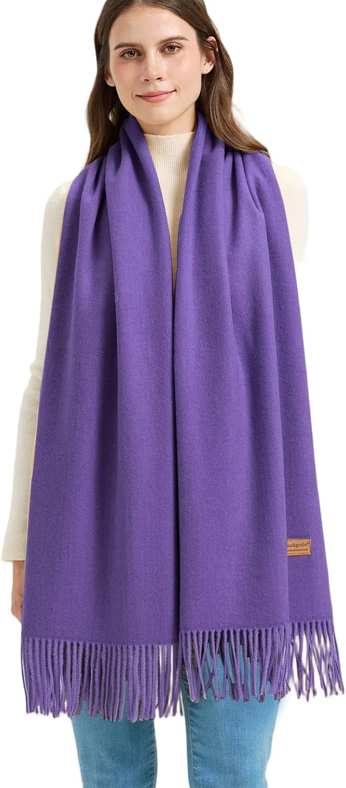 Winter Thick Wool Pashmina Scarf Shawl-Women's Soft Warm Pashmina Wraps for Evening Dresses Weddi... | Amazon (US)