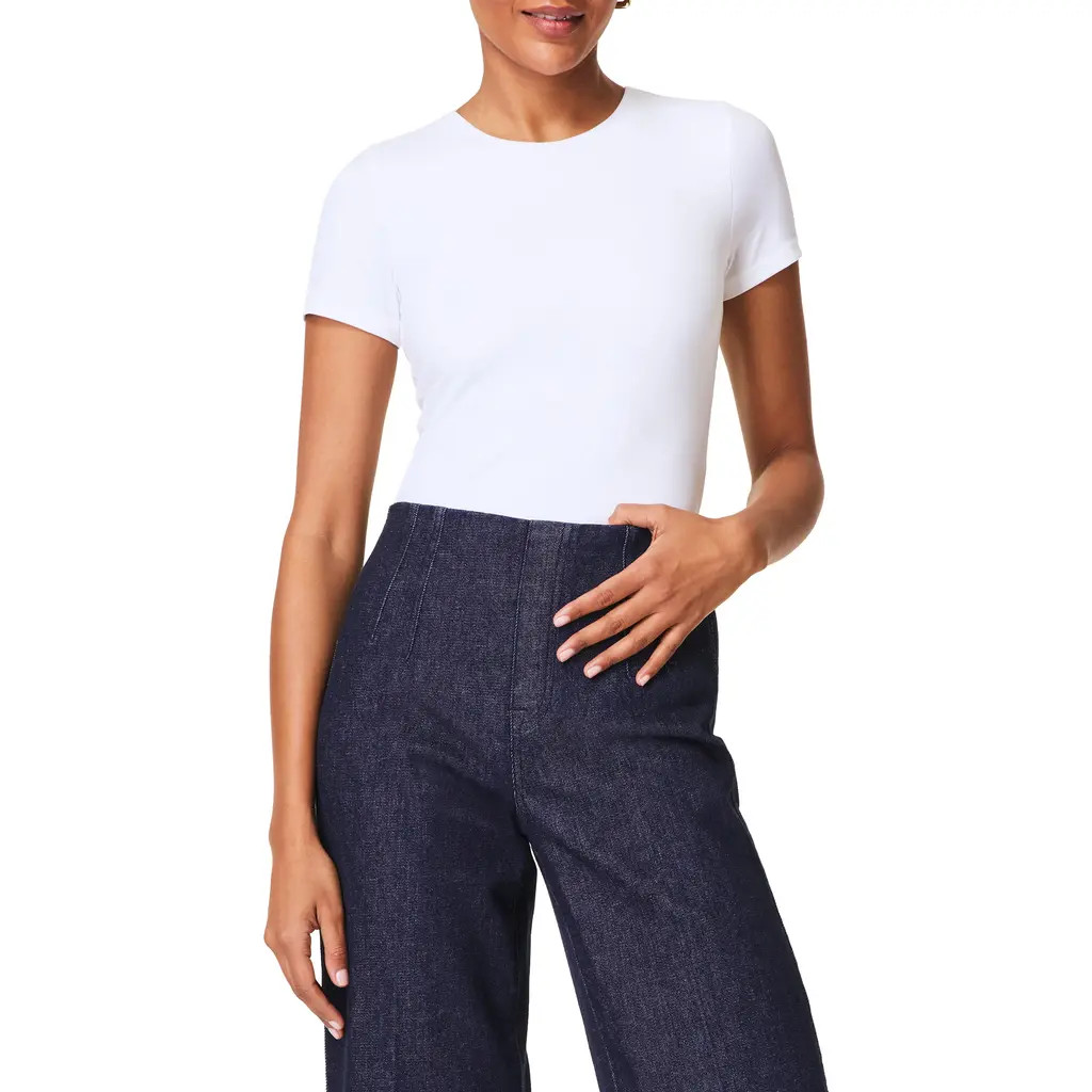 SPANX® Crewneck T-Shirt in Classic White at Nordstrom, Size 2X | Nordstrom