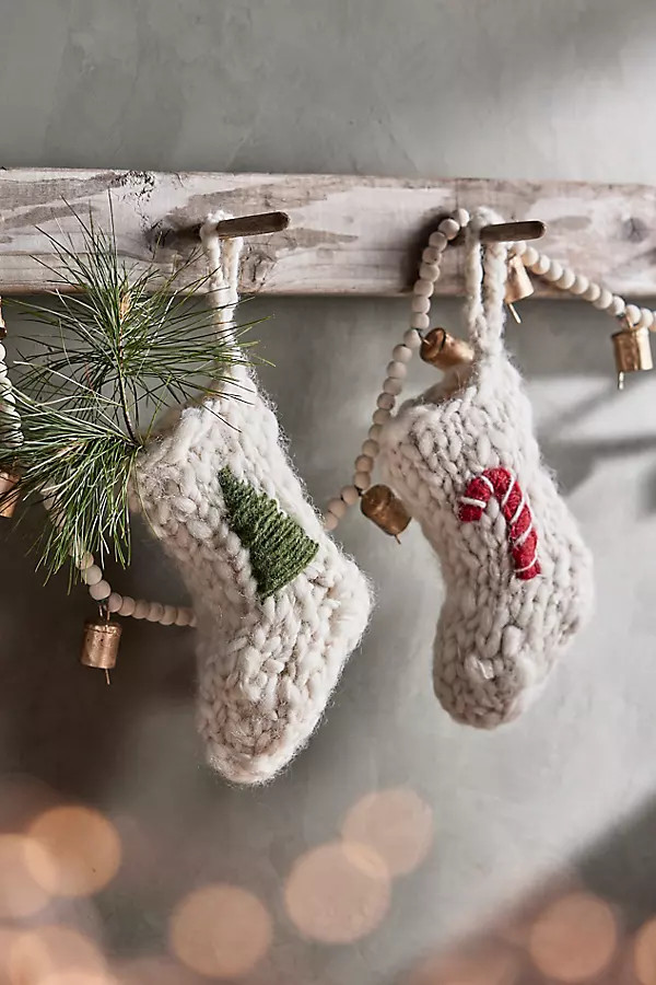 Festive Mini Wool Stockings, Set of 2 | Terrain