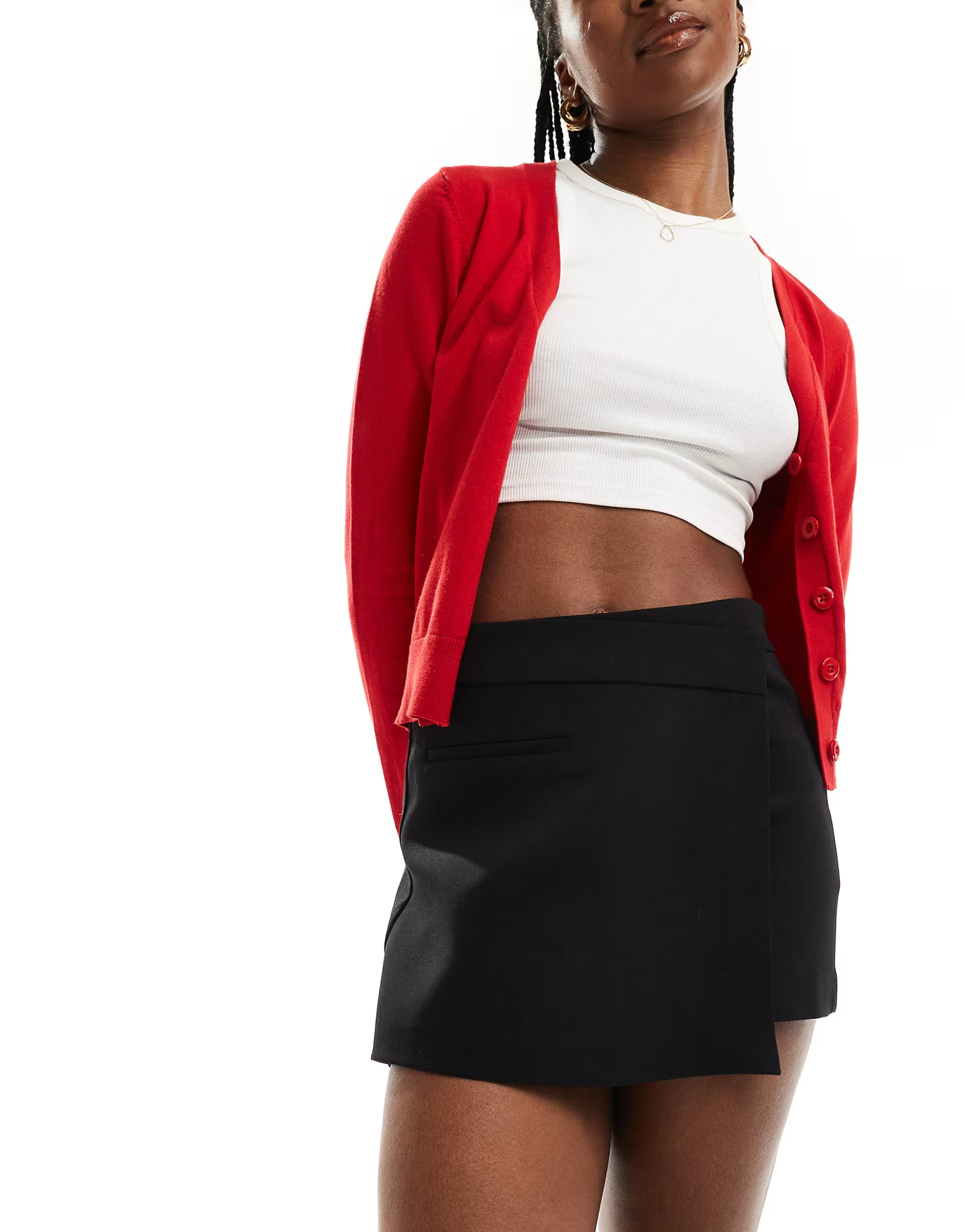 Stradivarius tailored wrap skort in black | ASOS (Global)