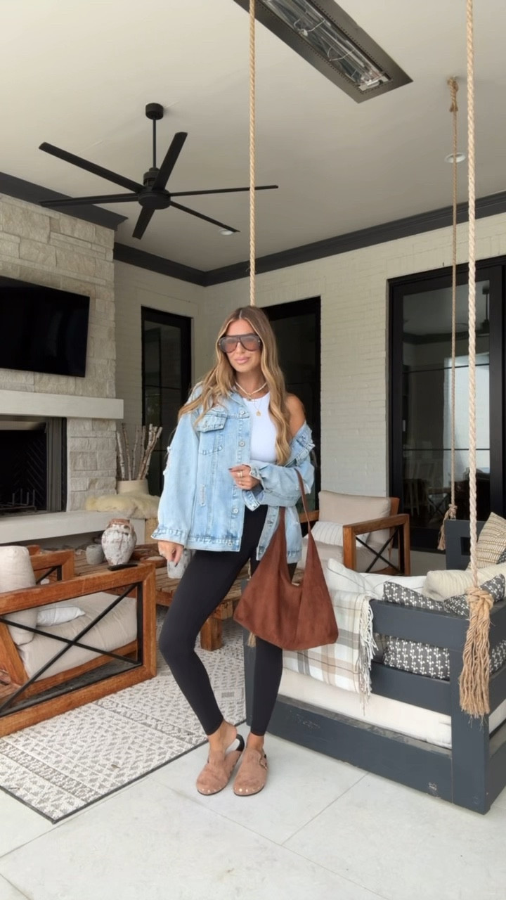 Size small tank, leggings and size medium jacket!
Basic but never boring!  Best Amazon pieces to get you through fall!  Use code Hollie30 for 30% off clogs! #amazonfallfashion #amazonfinds 