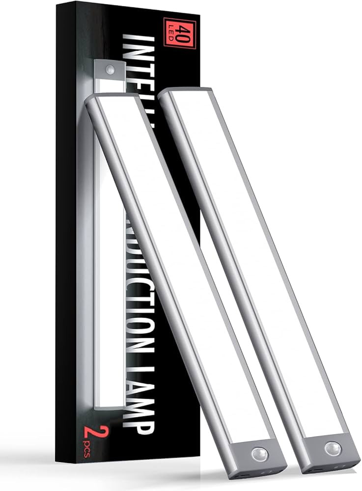 YIGER 2 Packs Under Cabinet Lights, 1500mAh Rechargeable 40 LED White Lighting, Wireless Motion S... | Amazon (US)