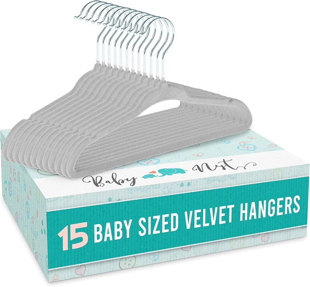 Baby Nest Designs Kids Plastic Velvet Hangers for Closet, Children Non-Slip Hangers Dividers for ... | Amazon (US)