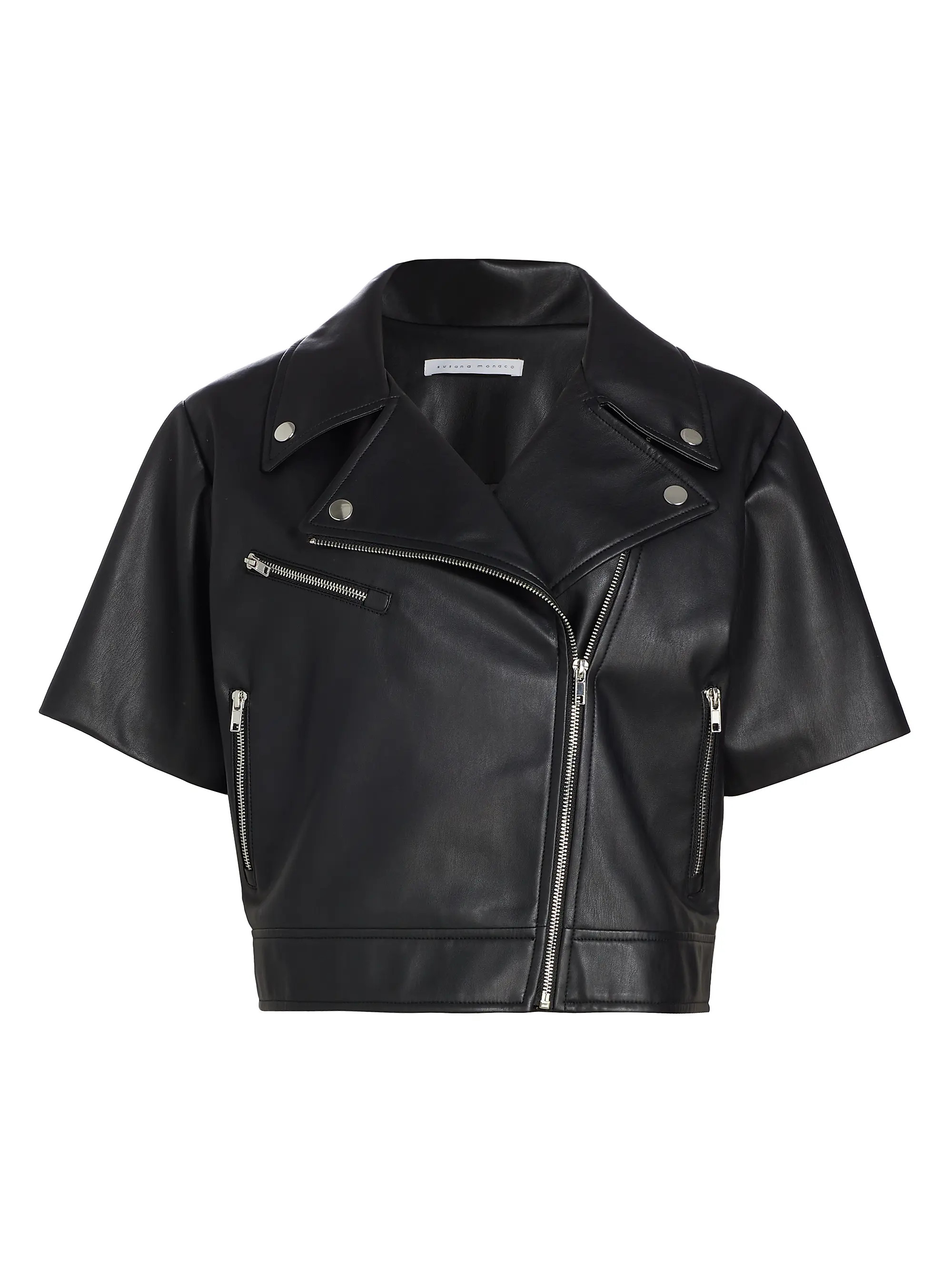 Short-Sleeve Faux Leather Moto Jacket | Saks Fifth Avenue