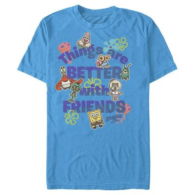 Men's SpongeBob SquarePants Sponge on the Run Things Are Better with Friends  T-Shirt - Turquoise - Large | Target