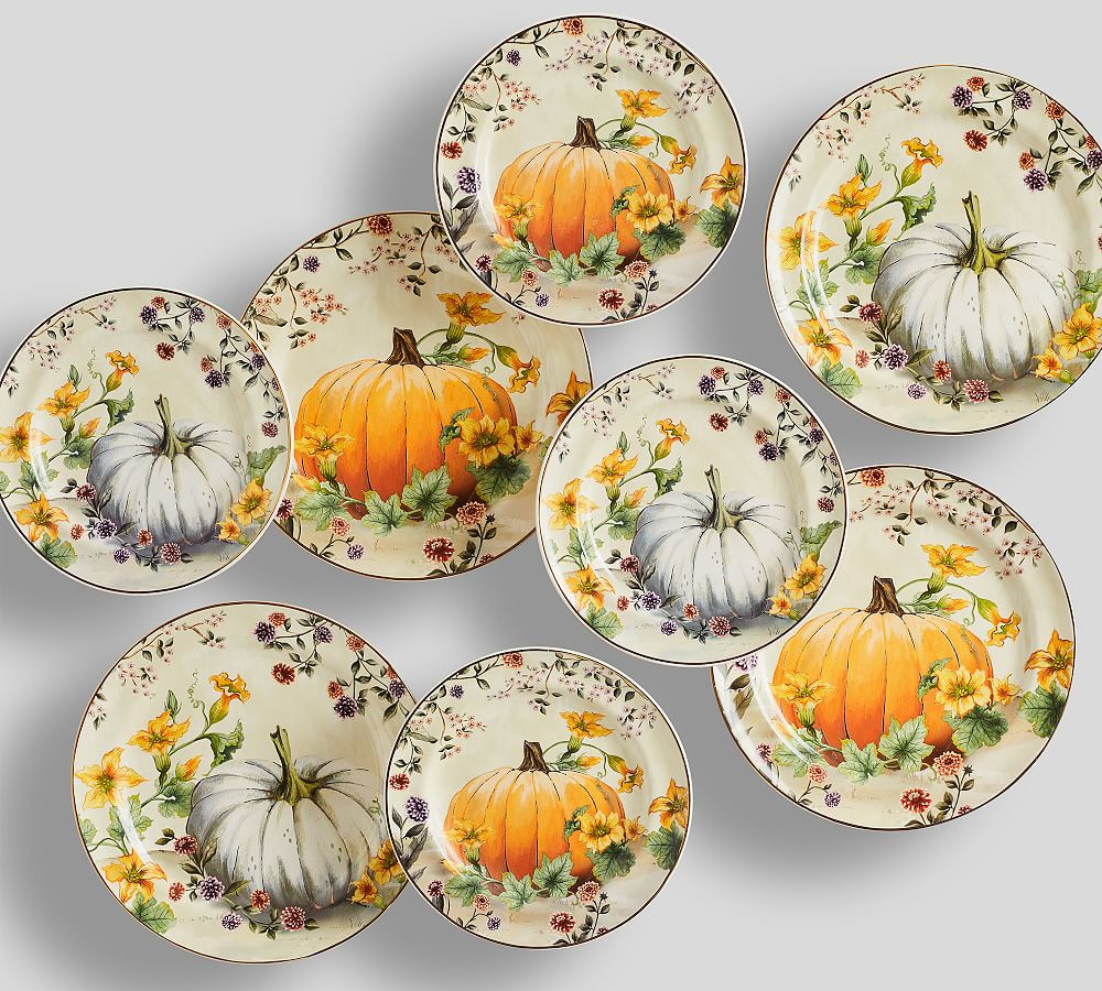 Botanical Harvest Pumpkin 8-Piece Stoneware Dinnerware Set | Pottery Barn (US)