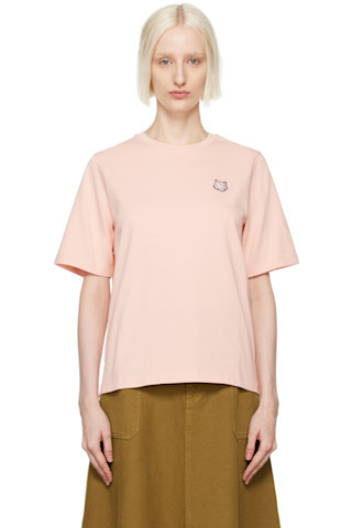 Maison Kitsuné - Pink Bold Fox Head Patch Comfort T-shirt | SSENSE