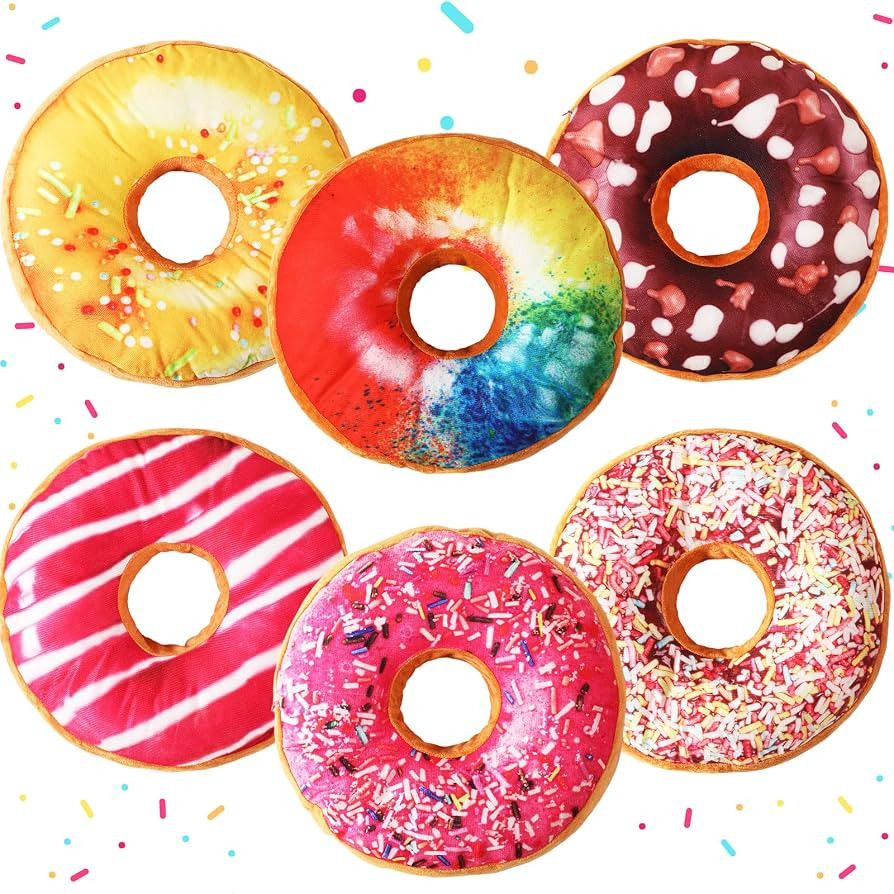 6 Piece Plush Donuts Pillow for Ear with Sprinkles 15 Inch Kids' Round Pink Chocolate Doughnut Th... | Amazon (US)