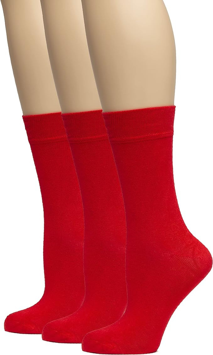 Hugh Ugoli Women's Thin Soft Bamboo Crew Socks for Dress, Trouser, Seamless Toe & Non-Binding, 3 ... | Amazon (US)