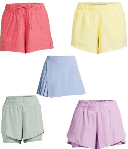 Some of the cutest athletic shorts and skirts at Walmart! Pastel colored athletic shorts at Walmart! Athletic skirt at Walmart! Walmart running and workout clothes!! 