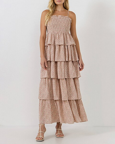 Free The Roses Floral Smocked Tiered Maxi Dress | Express
