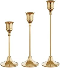 NLBTW Set of 3 Gold Candle Holder for Taper, Vintage Candlestick Holders are Table or Mantel Cent... | Amazon (CA)