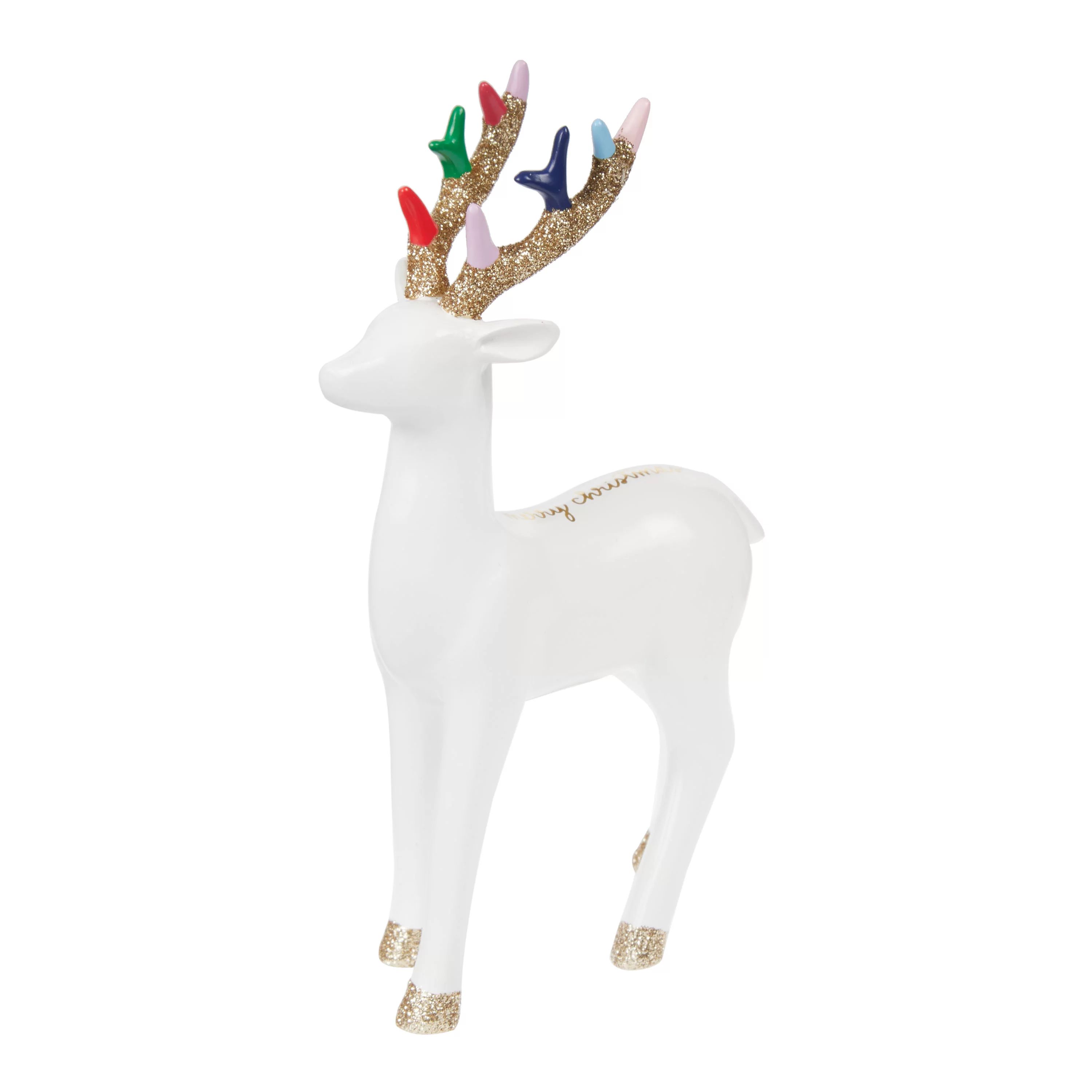 Packed Party White Fancy Reindeer Tabletop Christmas Decor, 6" - Walmart.com | Walmart (US)