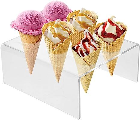 Ice Cream Cone Holder Stand with 6 Holes, Clear Acrylic Display Stand for Waffle Hand Roll Sushi ... | Amazon (US)