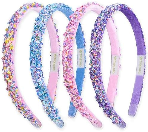 FROG SAC 4 Thin Headbands for Girls - Sequin Headband Set for Kids, Sprinkle Hair Bands for Child... | Amazon (US)
