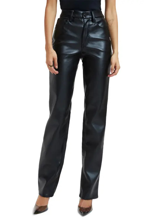 Good American Better Than Leather Faux Leather Good Icon Pants in Black001 at Nordstrom, Size 26 | Nordstrom