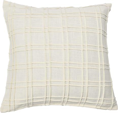 Creative Co-Op 20" Square Plaid Pleated Cotton Pillow Decorative Pillow, 20" x 20", Cream | Amazon (US)