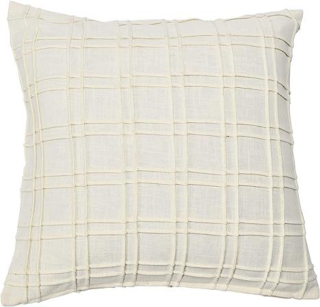 Creative Co-Op 20" Square Plaid Pleated Cotton Pillow Decorative Pillow, 20" x 20", Cream | Amazon (US)