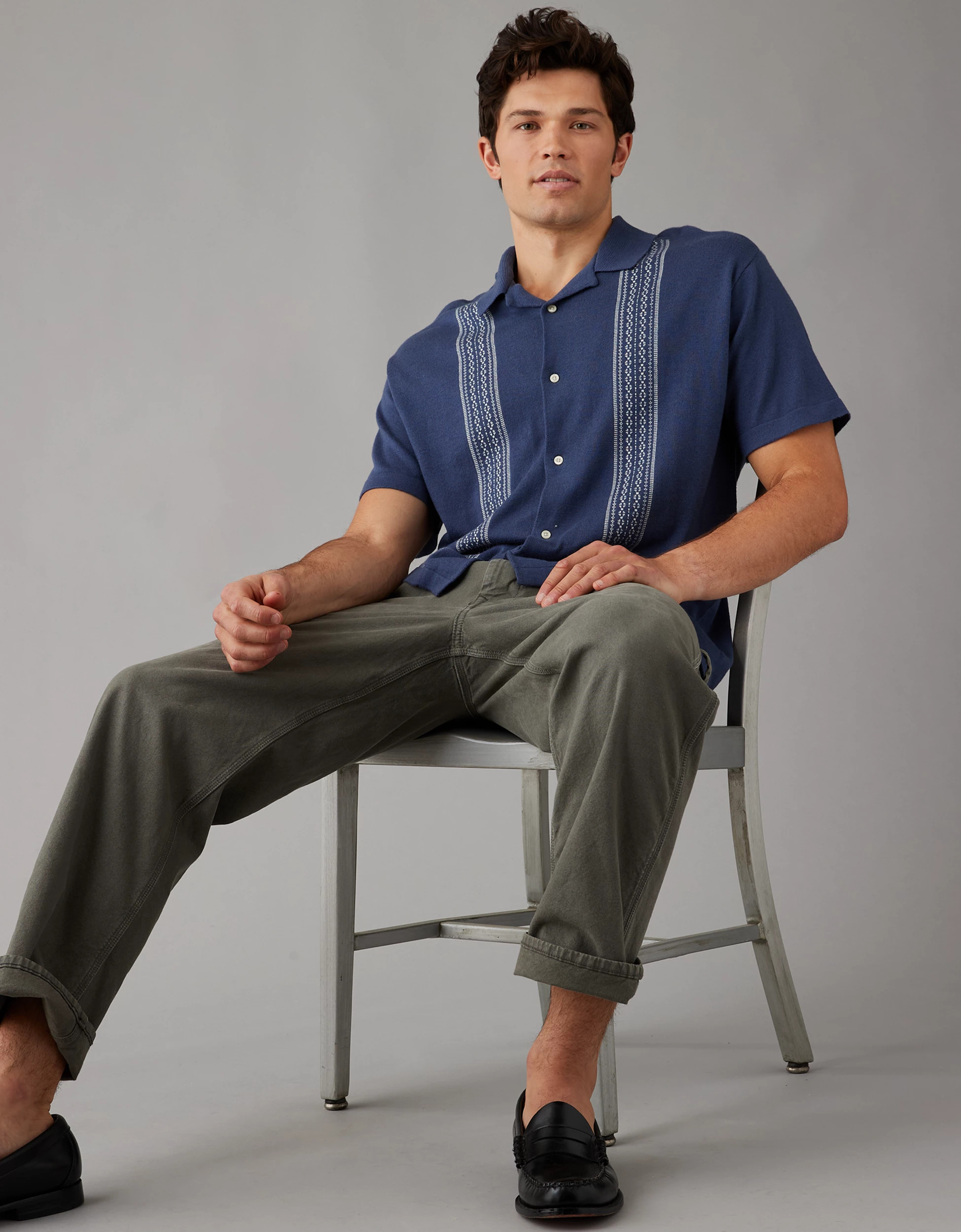 AE Weekend Button-Up Sweater Polo Shirt | American Eagle Outfitters (US & CA)