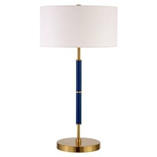 Simone 25 in. Blue and Brass 2-Bulb Table Lamp | The Home Depot